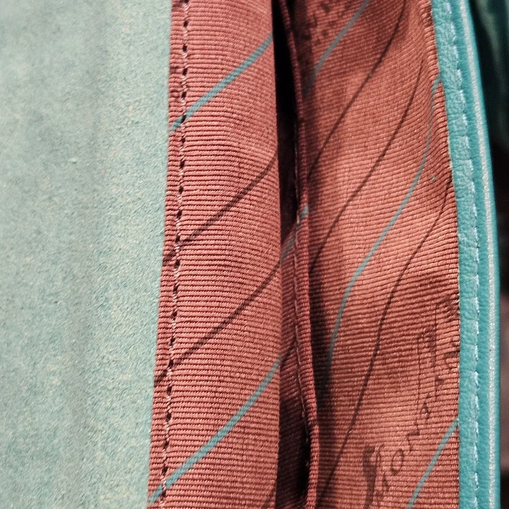 Montana West Crossbody Bag Small Teal Tooled Leather Cowhide Fringe Western